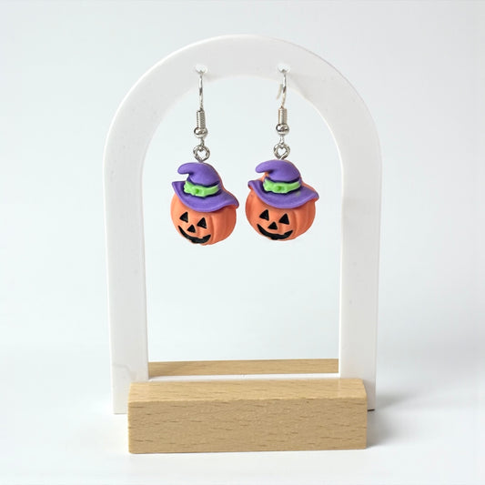 Pumpkin & Purple Hat Small Earring