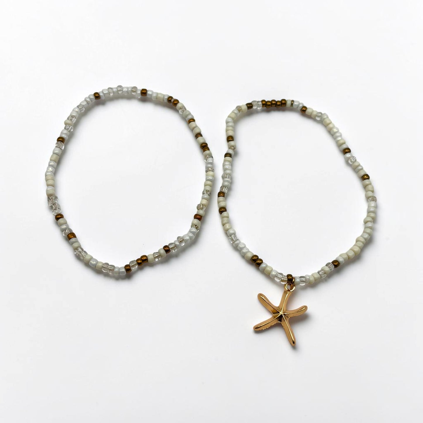 Coastal Charm Shell & Beaded Anklet Set