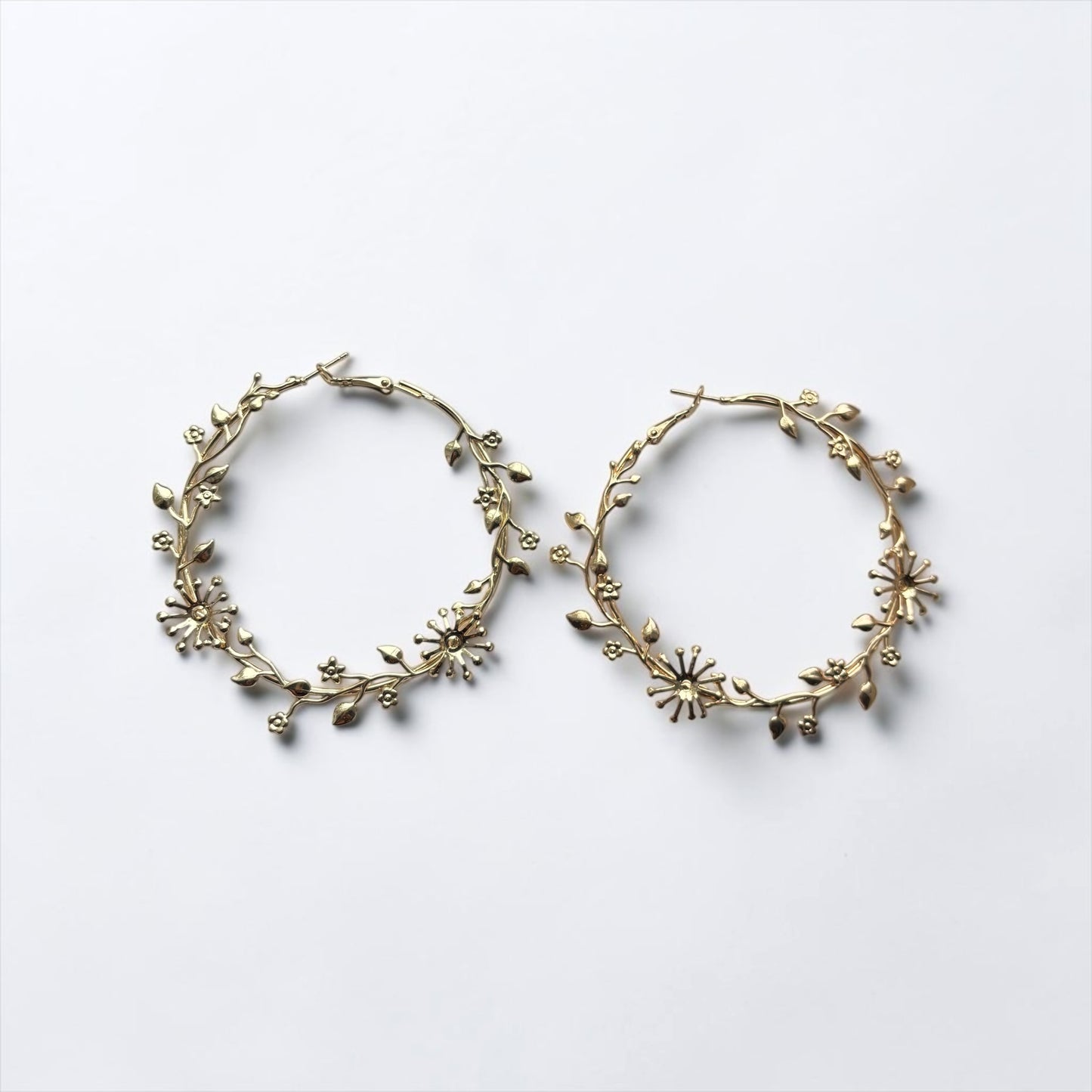 Vintage Floral Hoop Statement Earrings