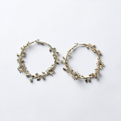 Vintage Floral Hoop Statement Earrings