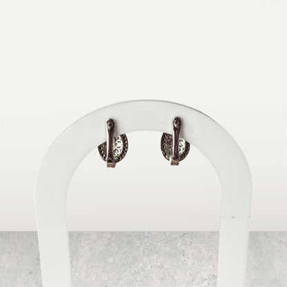 Oval Black Spinel Hoop Earrings