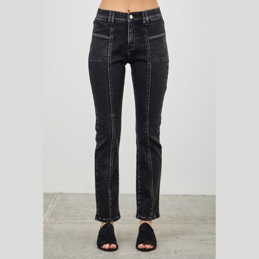 Mid Rise Slim Straight In Black Acid