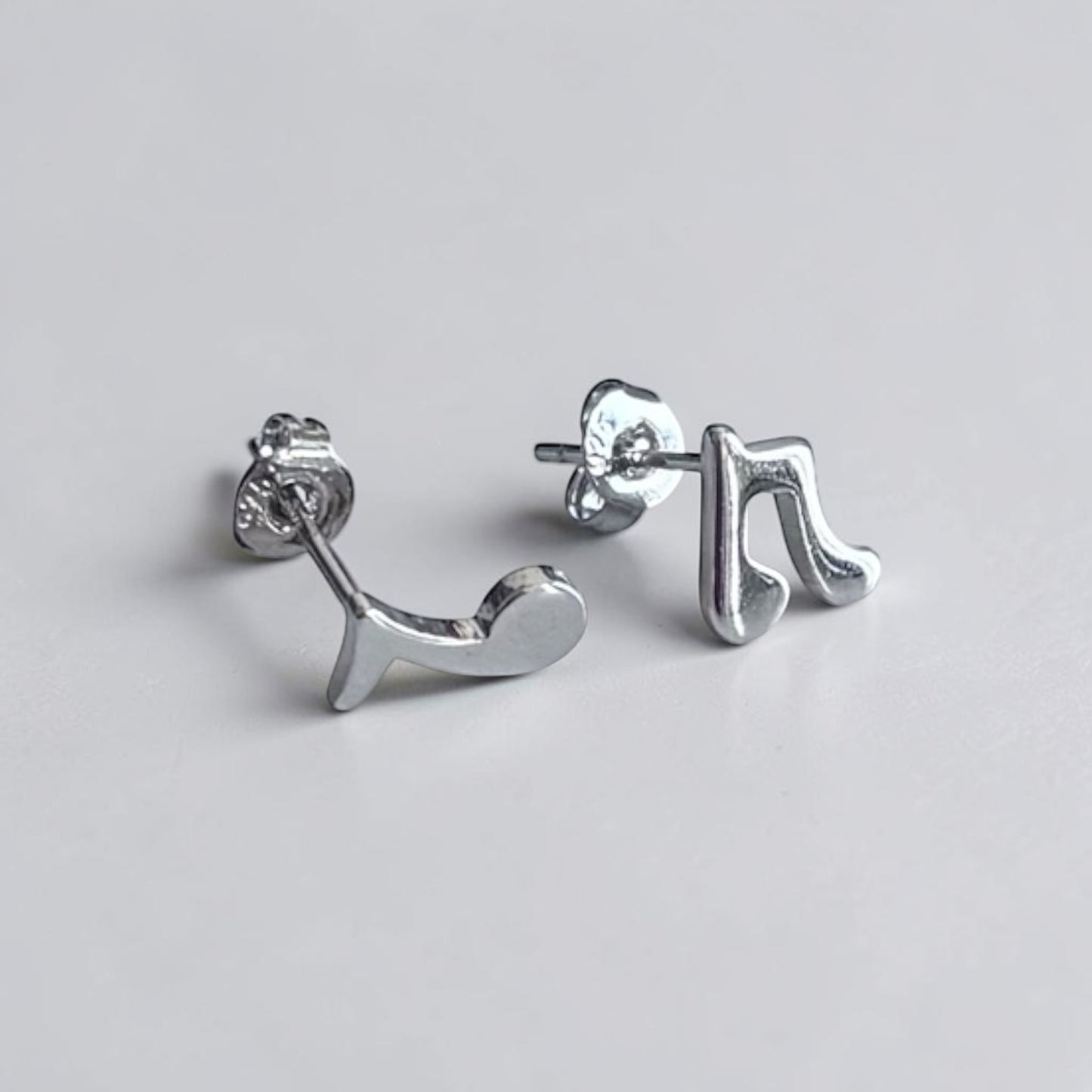 925 Sterling Silver Music Note Stud Earrings