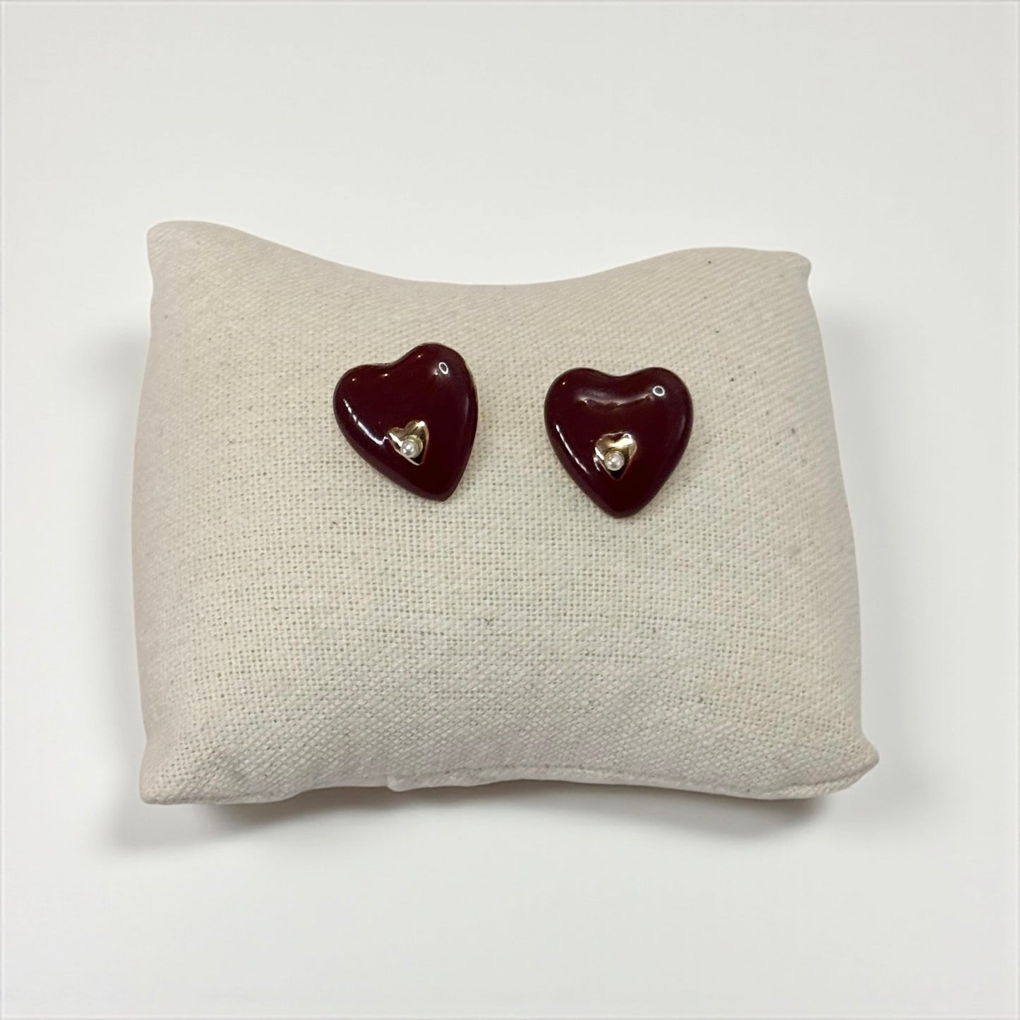 Bold Dark Burgundy Heart Charm Earrings