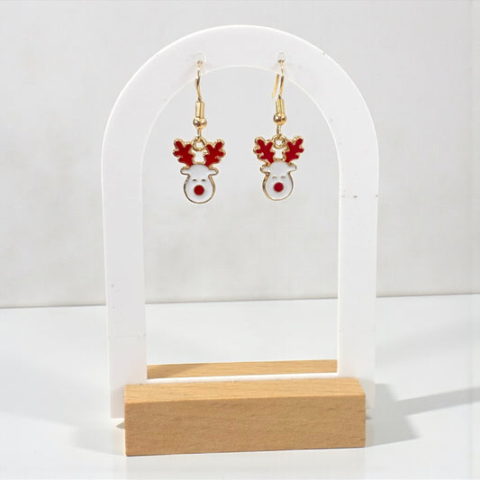 Red White Small Elk Earring