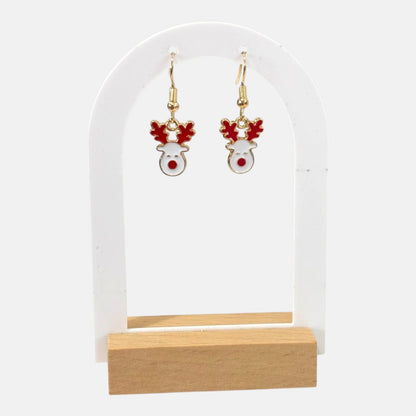 Red White Small Elk Earring