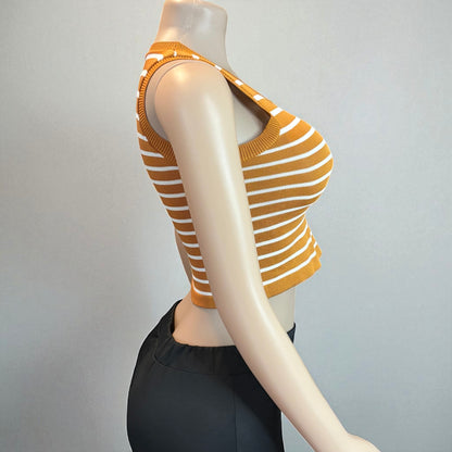 Striped Sleeveless Knitted Base Shirt