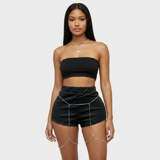 Crystal Silver Thigh Leg Body Chain