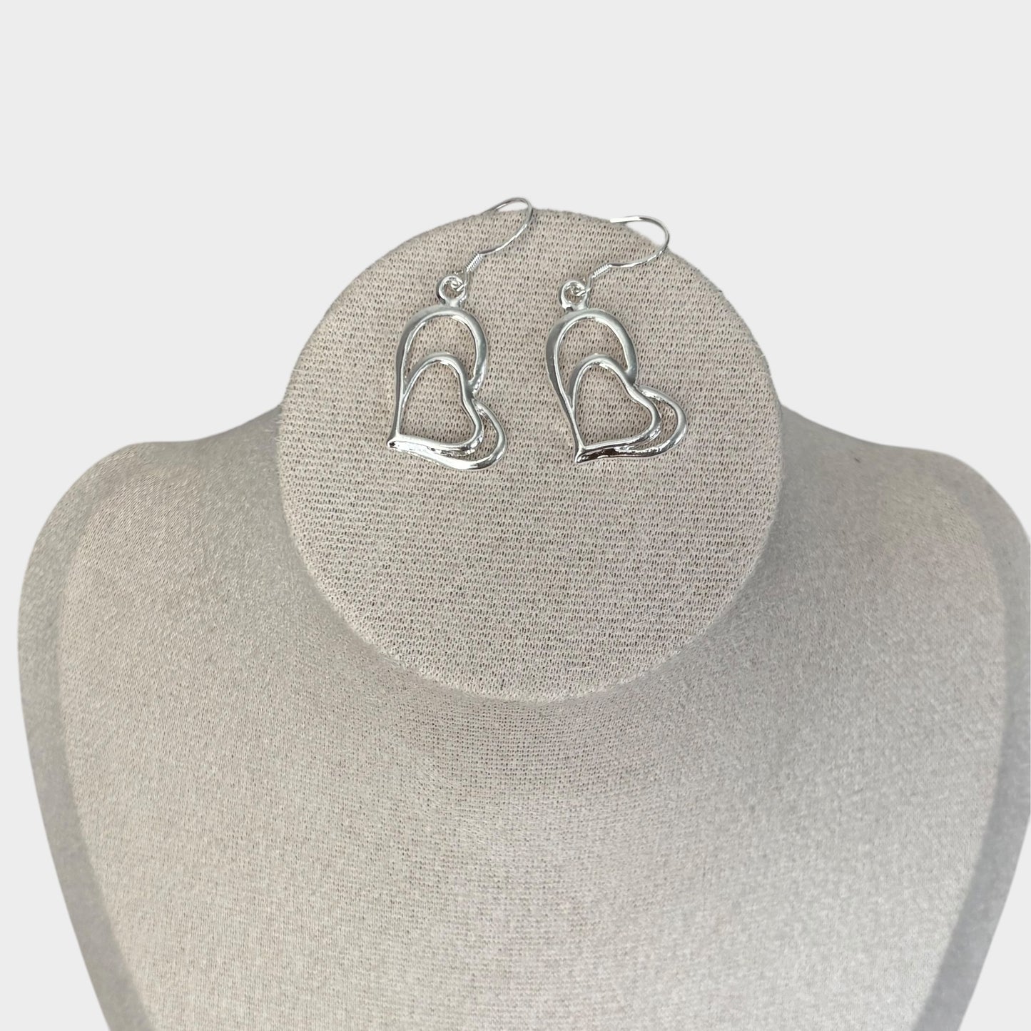 Conjunto de joyas de plata con doble corazón para mujer