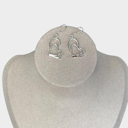 Conjunto de joyas de plata con doble corazón para mujer