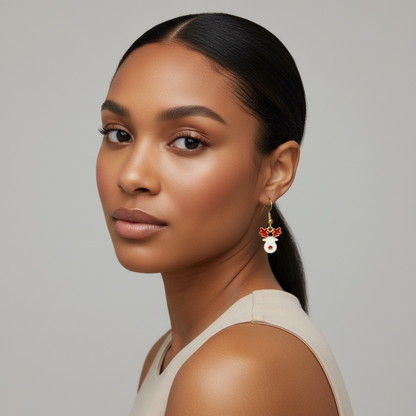 Red White Small Elk Earring