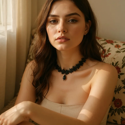 Floral Lace Black Choker