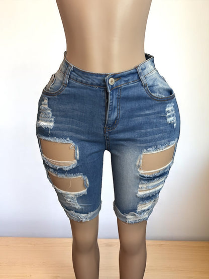 Blue Denim Women Bermuda Shorts