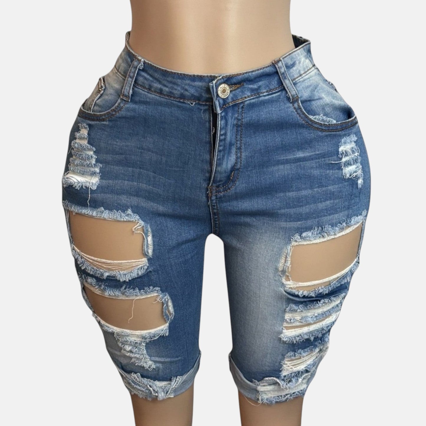 Blue Denim Women Bermuda Shorts
