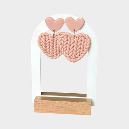 Pendientes colgantes de corazón trenzado hechos a mano