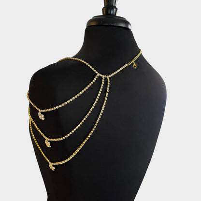 Layered Flower Shoulder Gold Chain