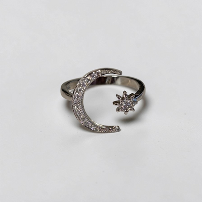 Moon Star Silver Adjustable Ring