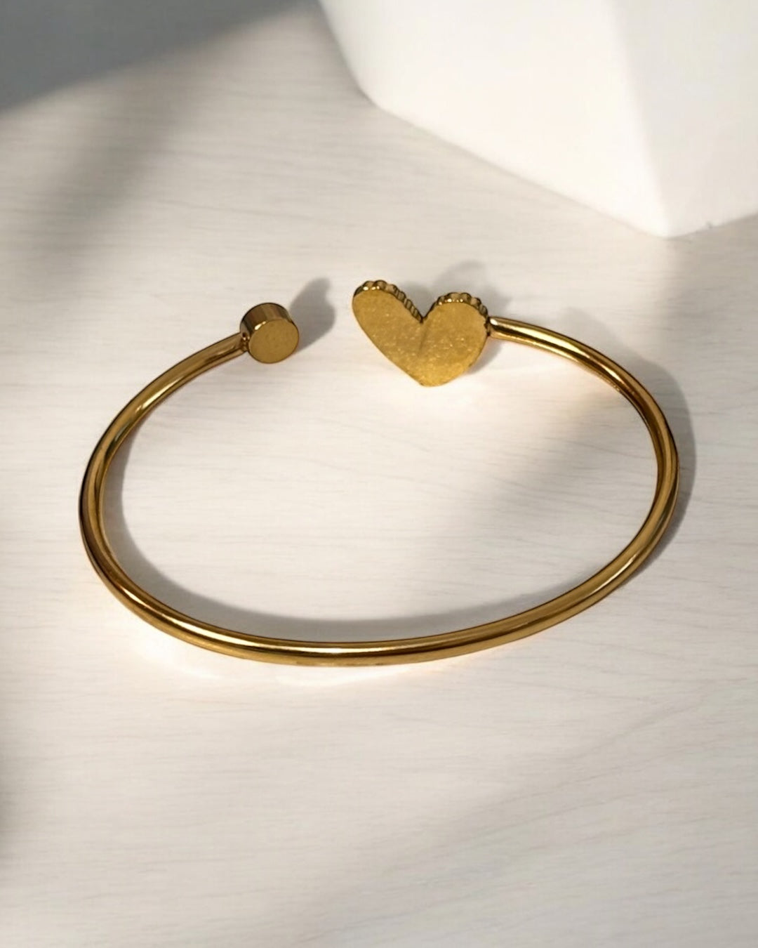 Small Heart Stainless Heel Cuff Bracelet