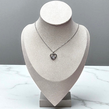 Black Silver Elegant Heart Pendant Necklace
