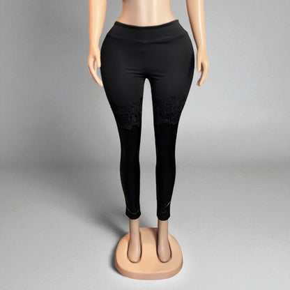 Slim fit PU Leather Lace Women Legging