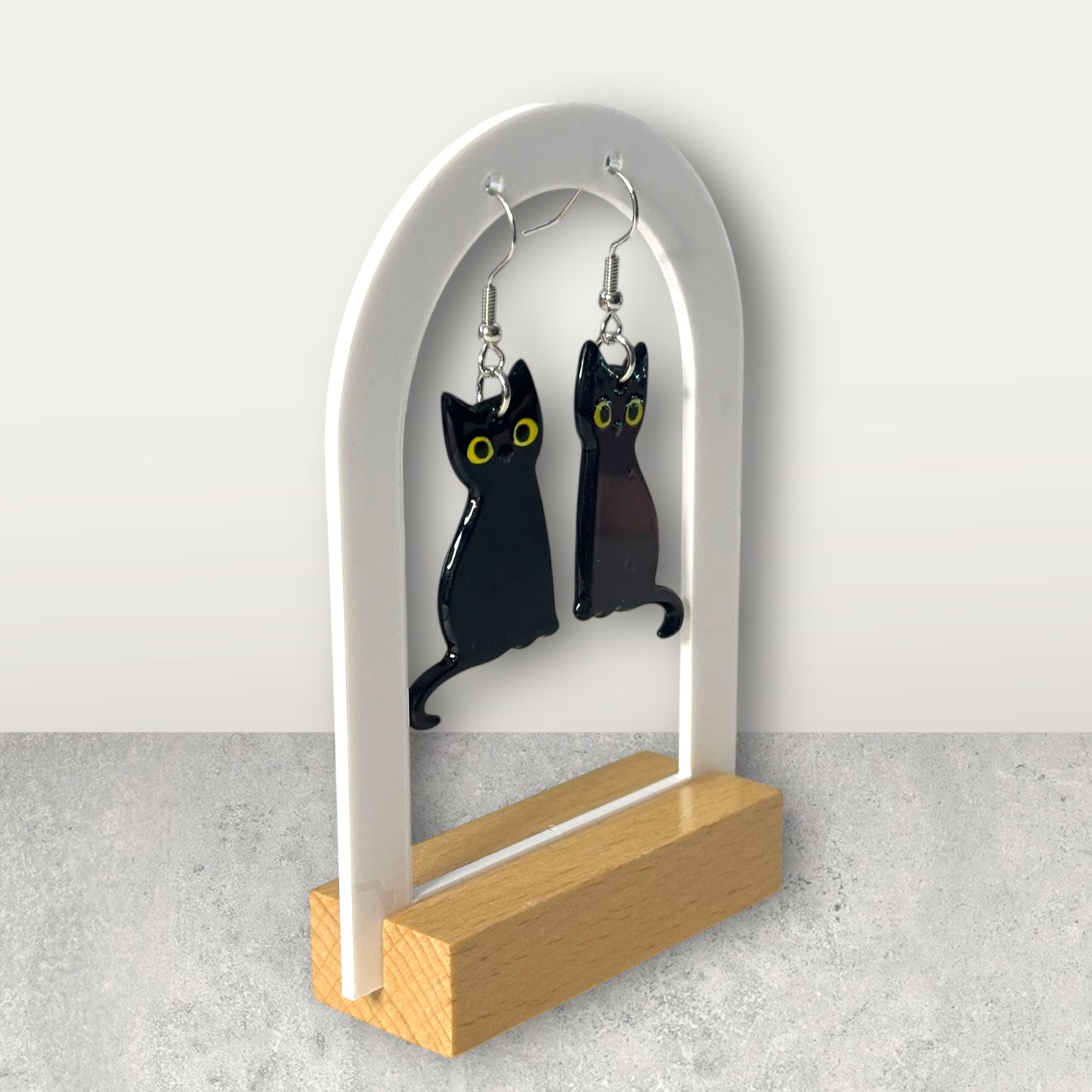 Small Black Cat Drop Earring