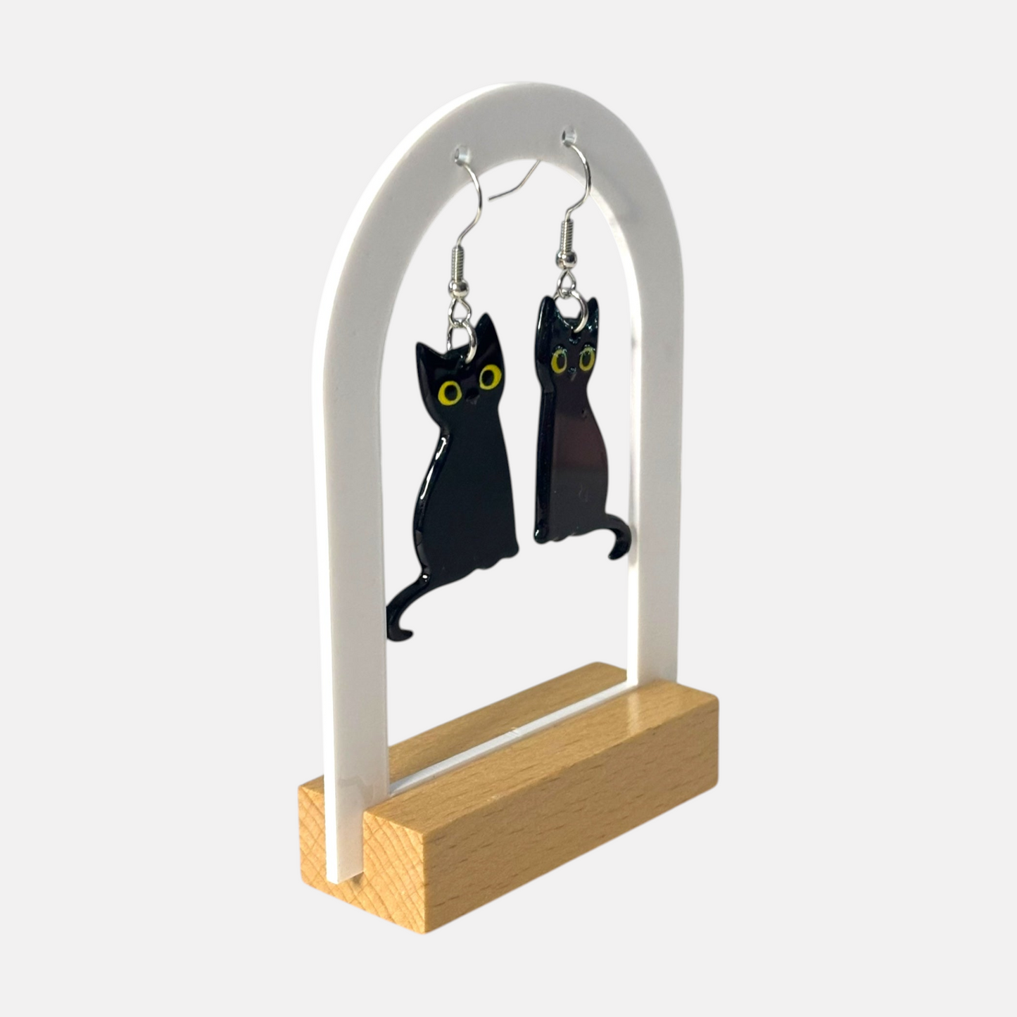 Small Black Cat Drop Earring