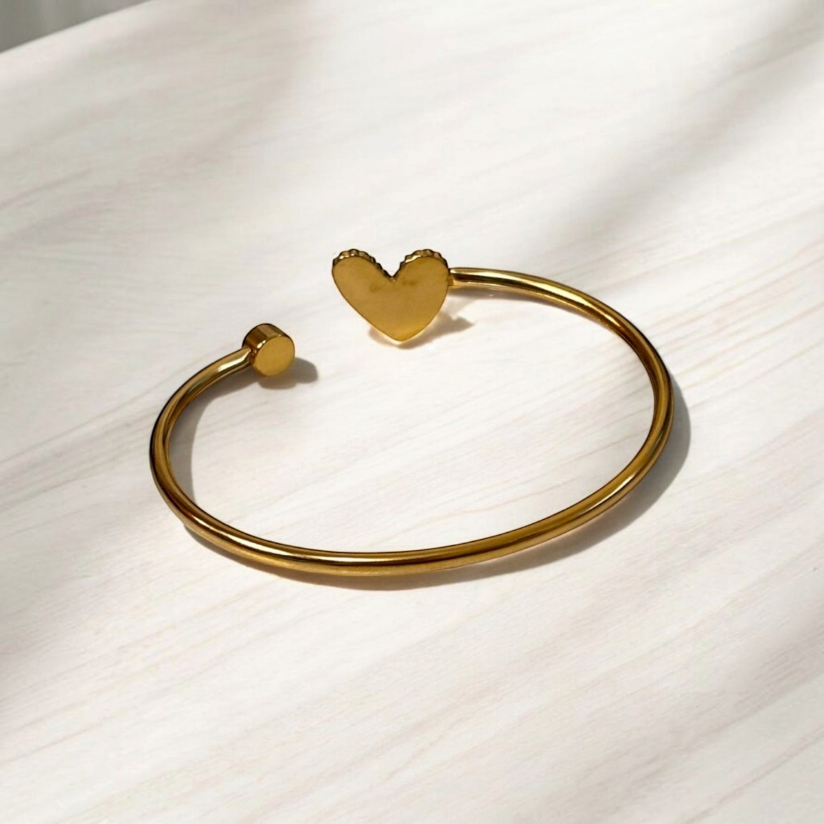 Light Pink Heart Open Cuff Bracelet