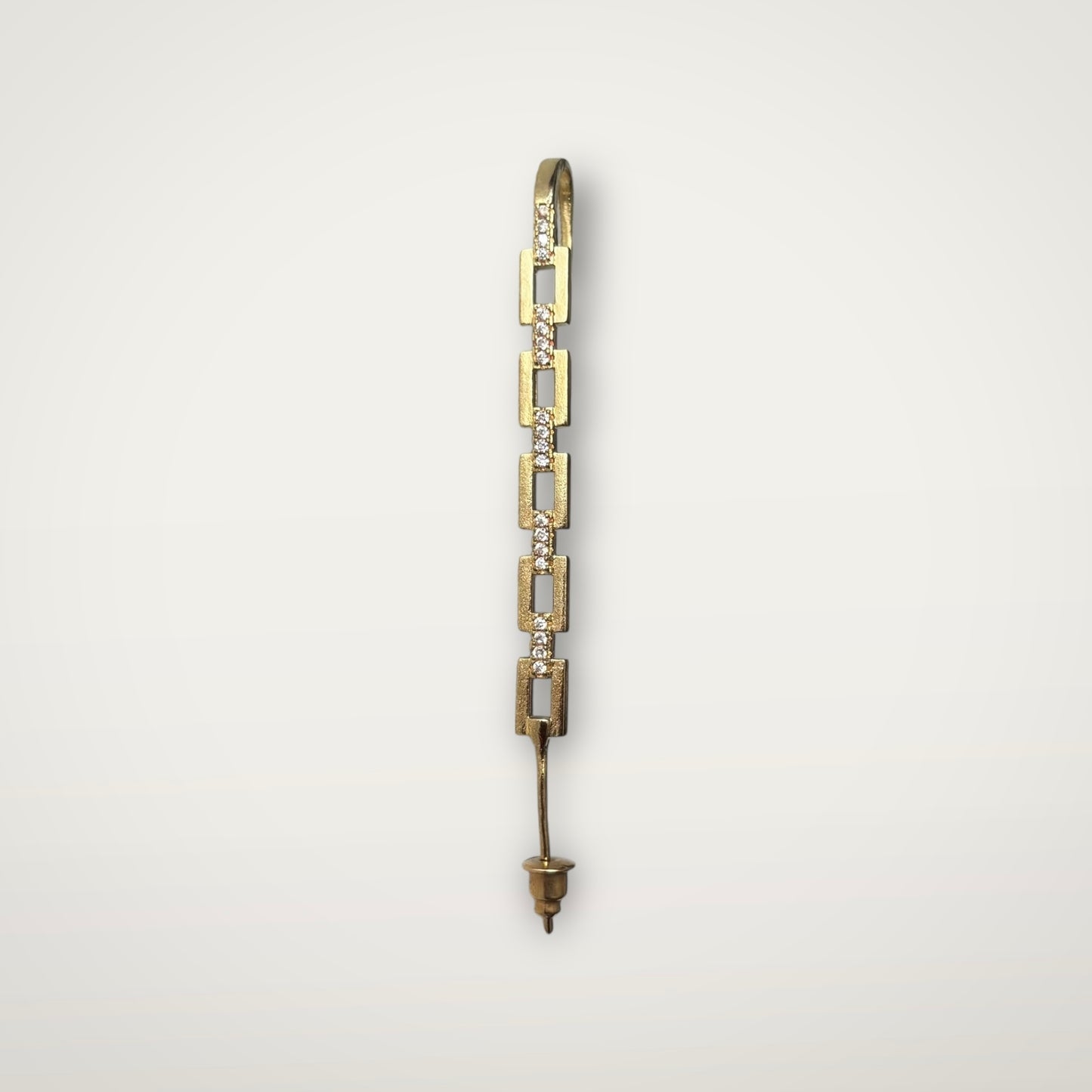 One Piece Crystals Long Gold Earring