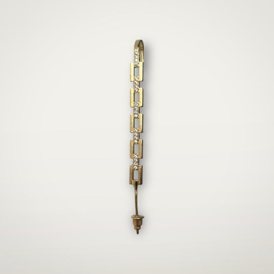 One Piece Crystals Long Gold Earring