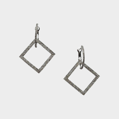 Pendiente de plata para mujer con forma de cuadrado colgante