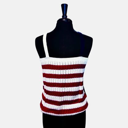 Camiseta de punto con estampado de bandera de estrellas y rayas rojas