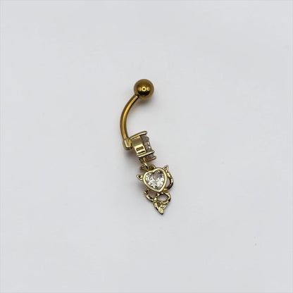 Gold Devil Heart Belly Button Ring