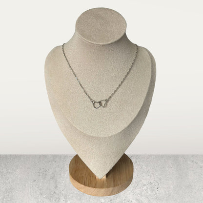 Small Two Heart Pendant Silver Necklace