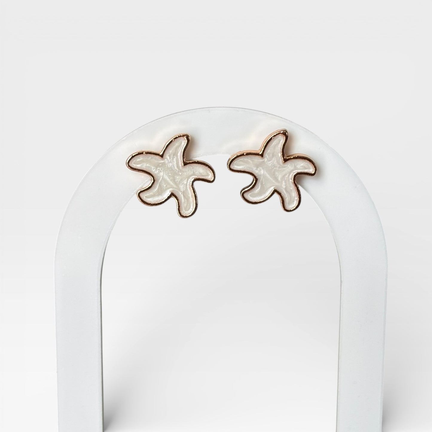Small White Starfish Stud Earring