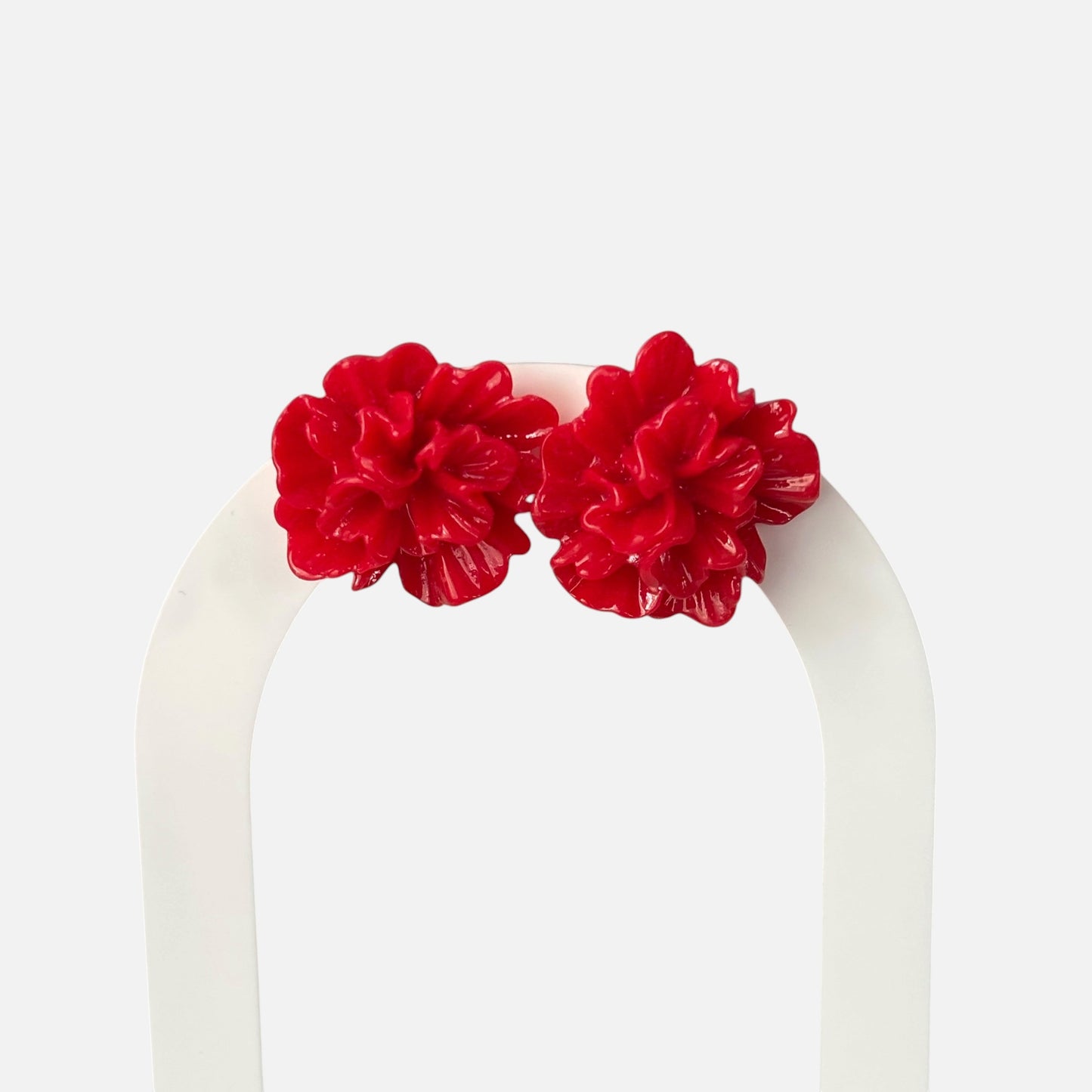 Red Floral Stud Earring
