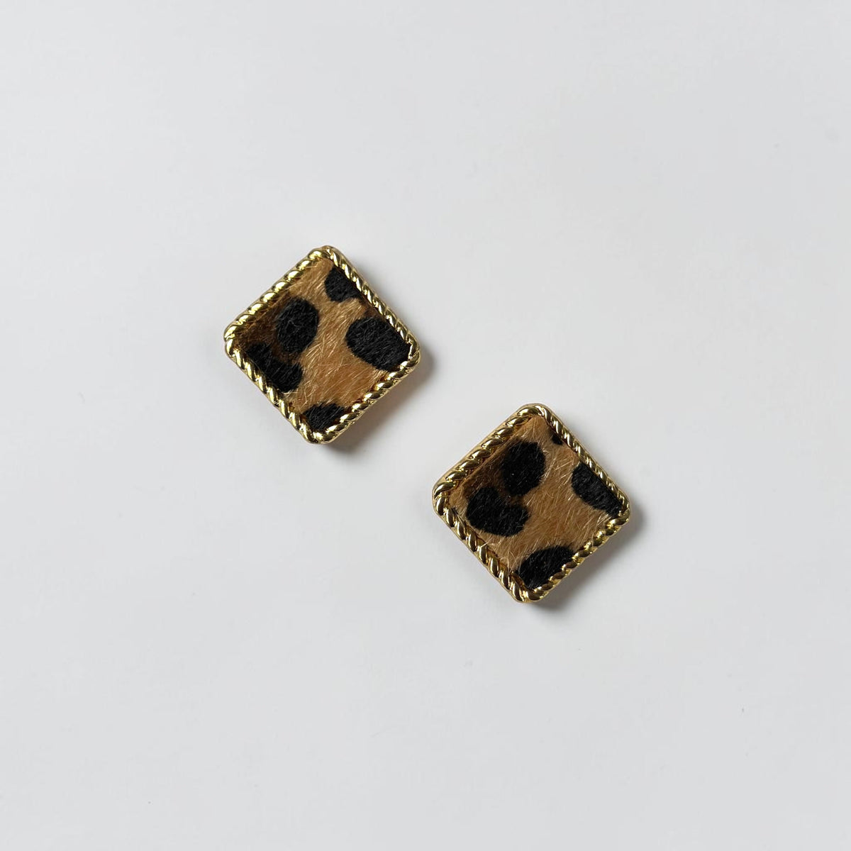 Leopard Print Square Stud Earrings