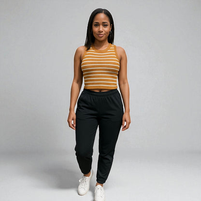 Striped Sleeveless Knitted Base Shirt