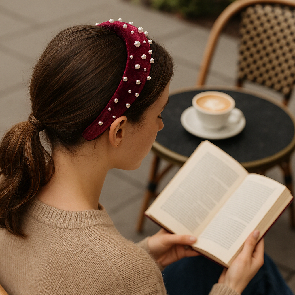 Diadema elegante con perlas para mujer