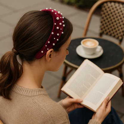 Diadema elegante con perlas para mujer