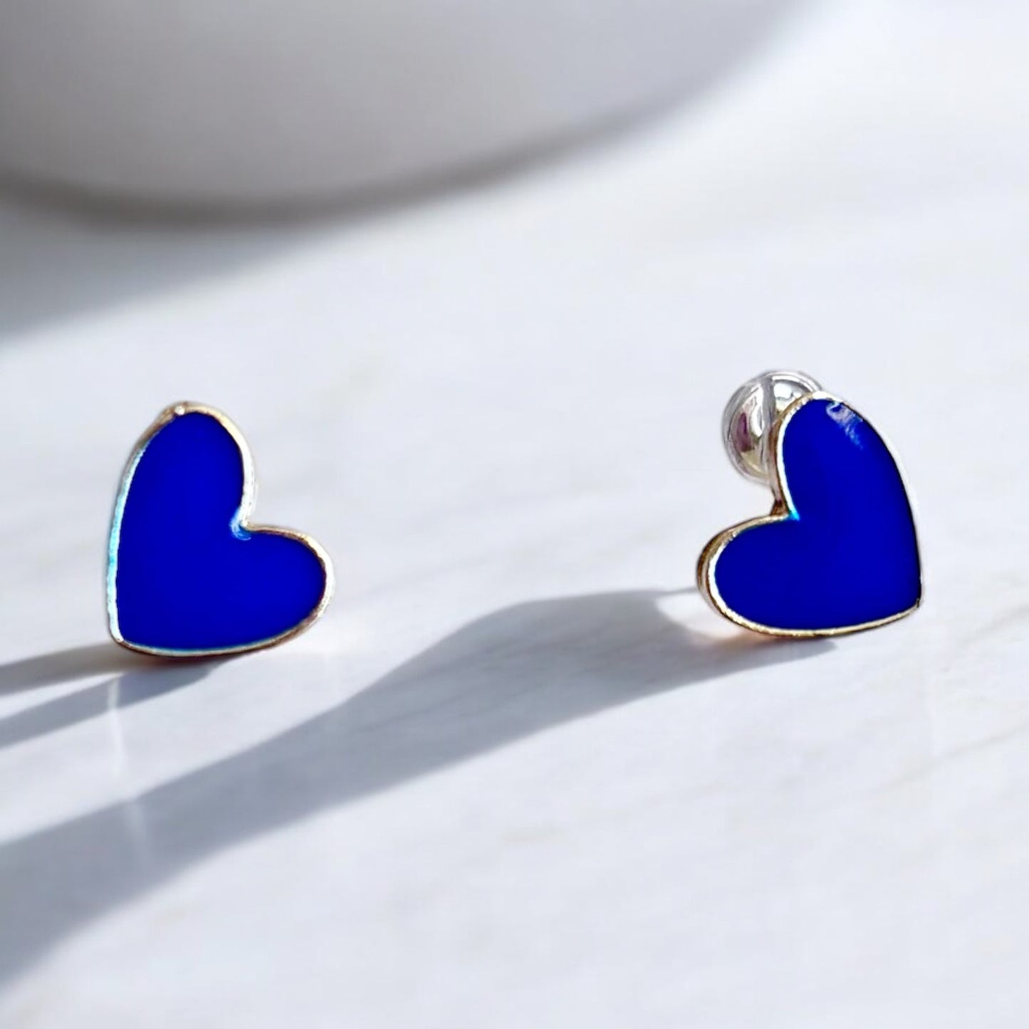 Small Dark Blue Heart Earring