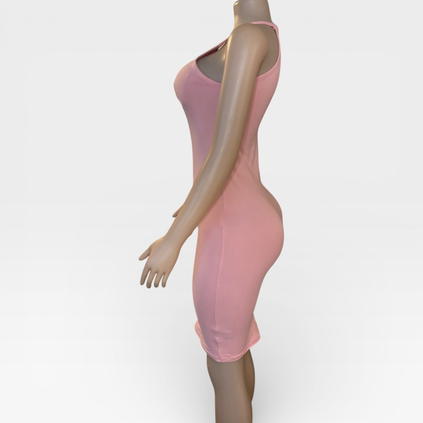 Vestido liso rosa claro de mujer de punto suave
