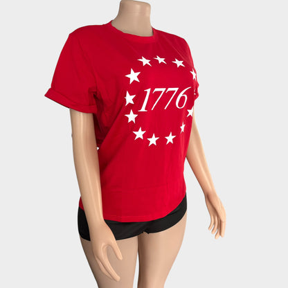 Camiseta con cuello redondo y estampado gráfico Red Star 1776