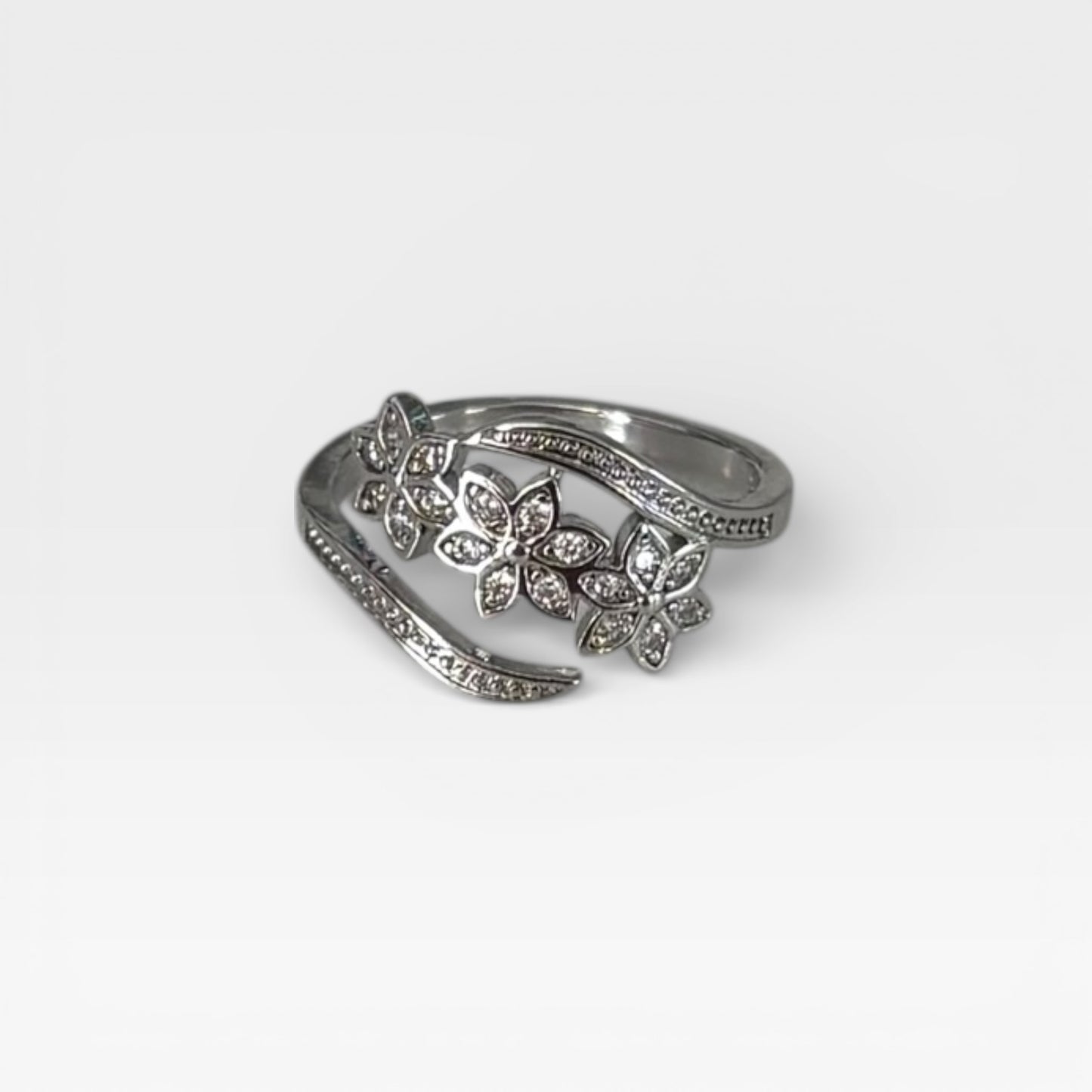 Adjustable 925 Sterling Silver Flower Ring