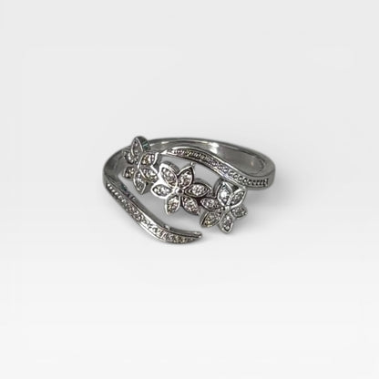 Adjustable 925 Sterling Silver Flower Ring
