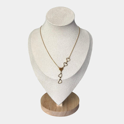 Hearts Gold Pendant Charm Necklace