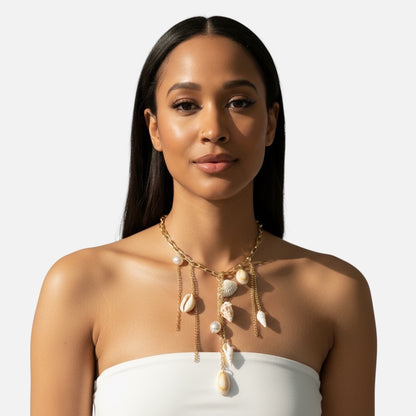 Shell Tassel Multi Pendant Necklace