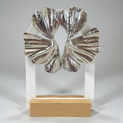 Silver Ginkgo Leaf Statement Drop Earrings