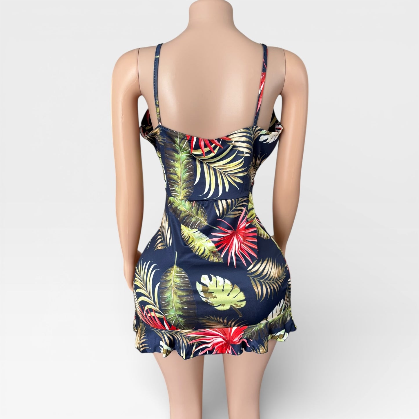 Vestido corto con escote en V y estampado floral para mujer