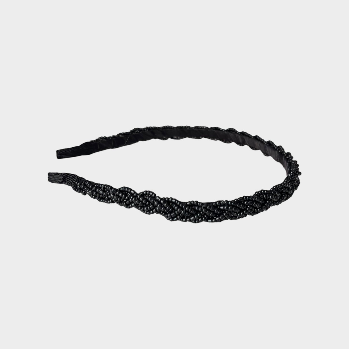 Black Thin Beaded Headband
