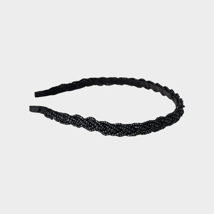 Black Thin Beaded Headband